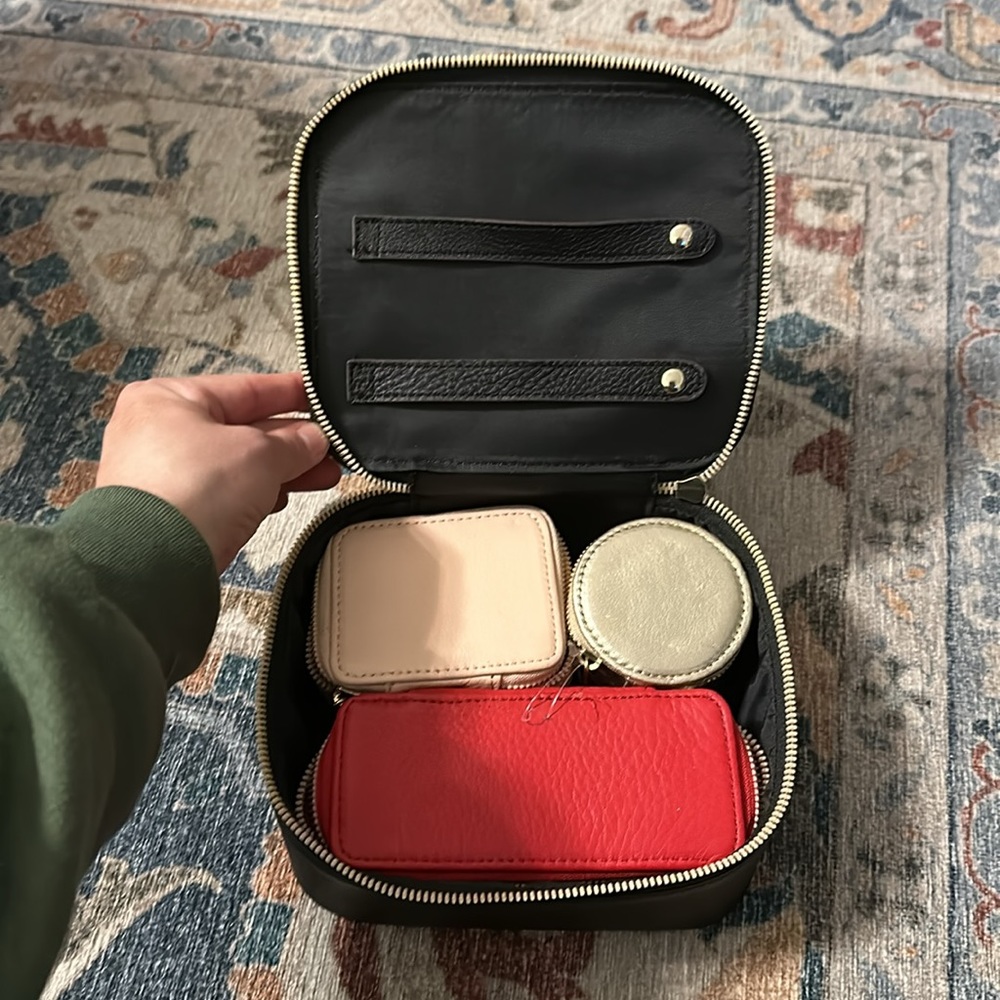 AIMEE KESTENBERG complete 4 pieces leather organizer travel set & jewelry holder